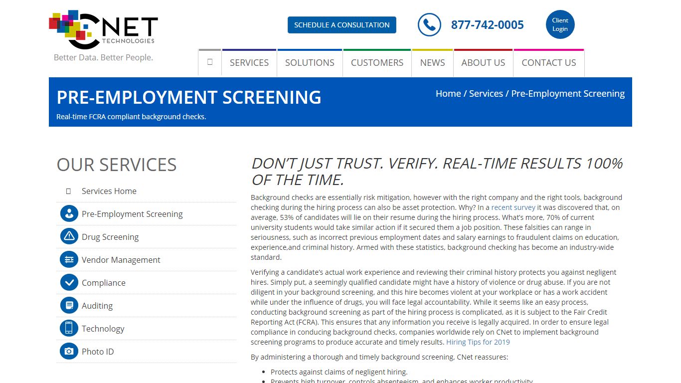 Pre-Employment Screening - CNet Technologies